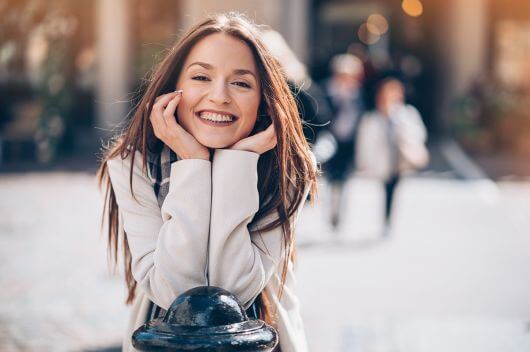 woman with adult metal braces smiling in Pontefract