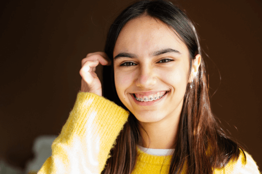 girl with clean metal braces | west yorkshire