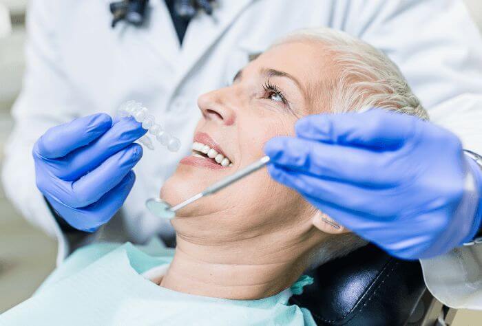 Woman during a private dentist appointment