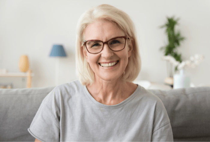 Woman smiling with dentures