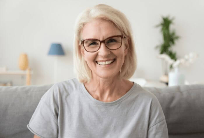 Woman smiling with dentures