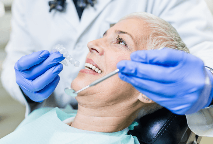Woman during a private dentist appointment